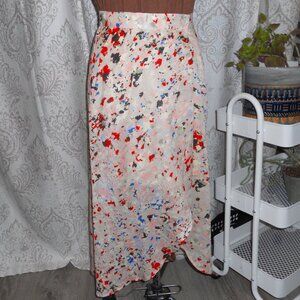 BCBGeneration 2 Pink Paint Splatter Wrap Skirt High Low Hemline